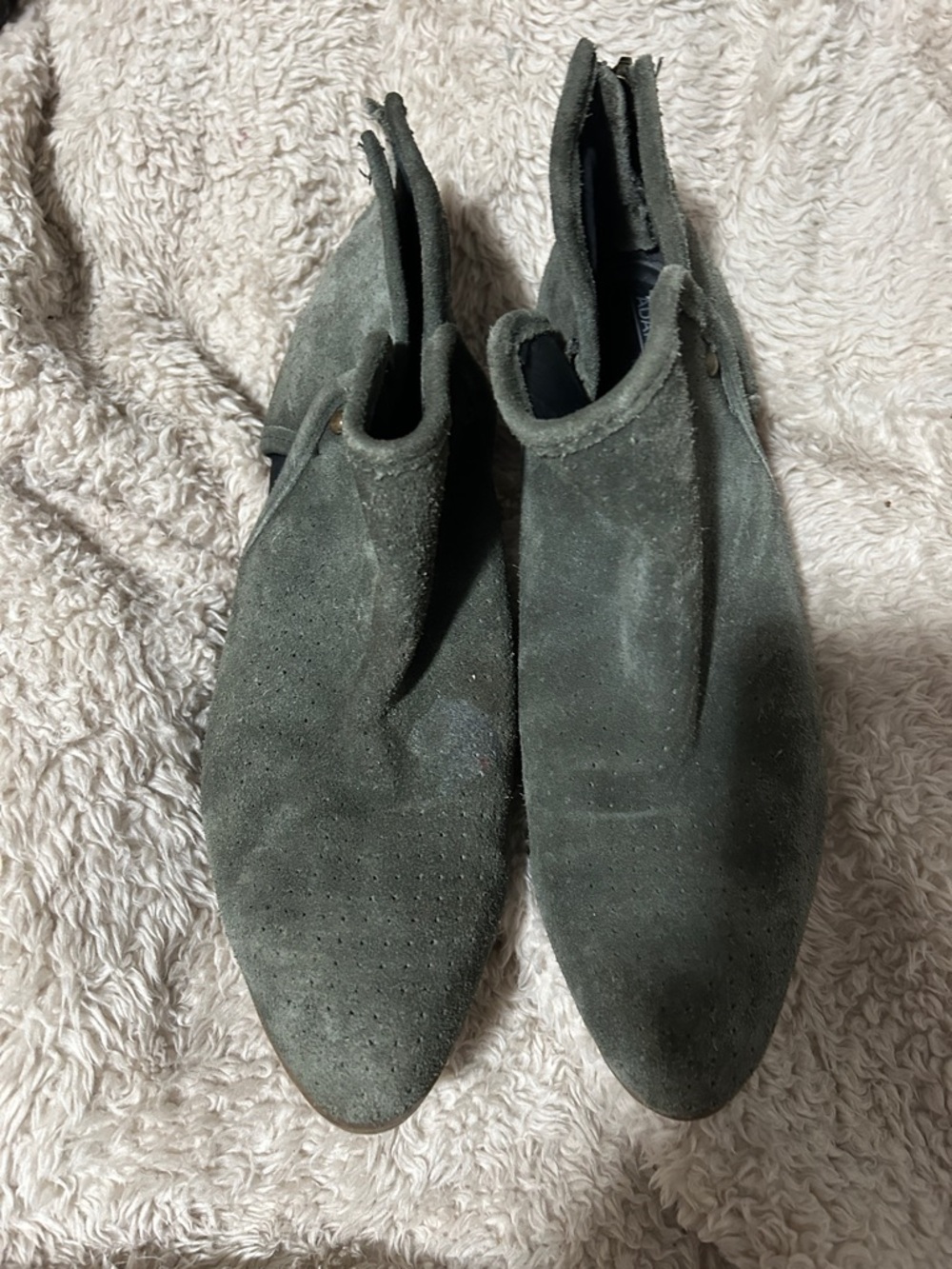 Adam Tucker Gray Suede Pointed Ankle Booties